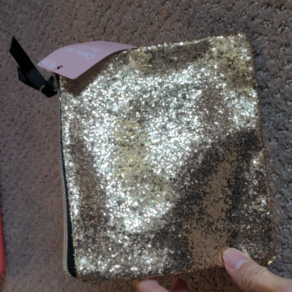 Gold Sequin Cosmetic Bag NWT